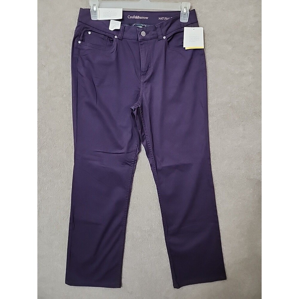 Croft Barrow Natural Fit Pants Womens 12 Plum Stretch Straight Leg Slimming NEW